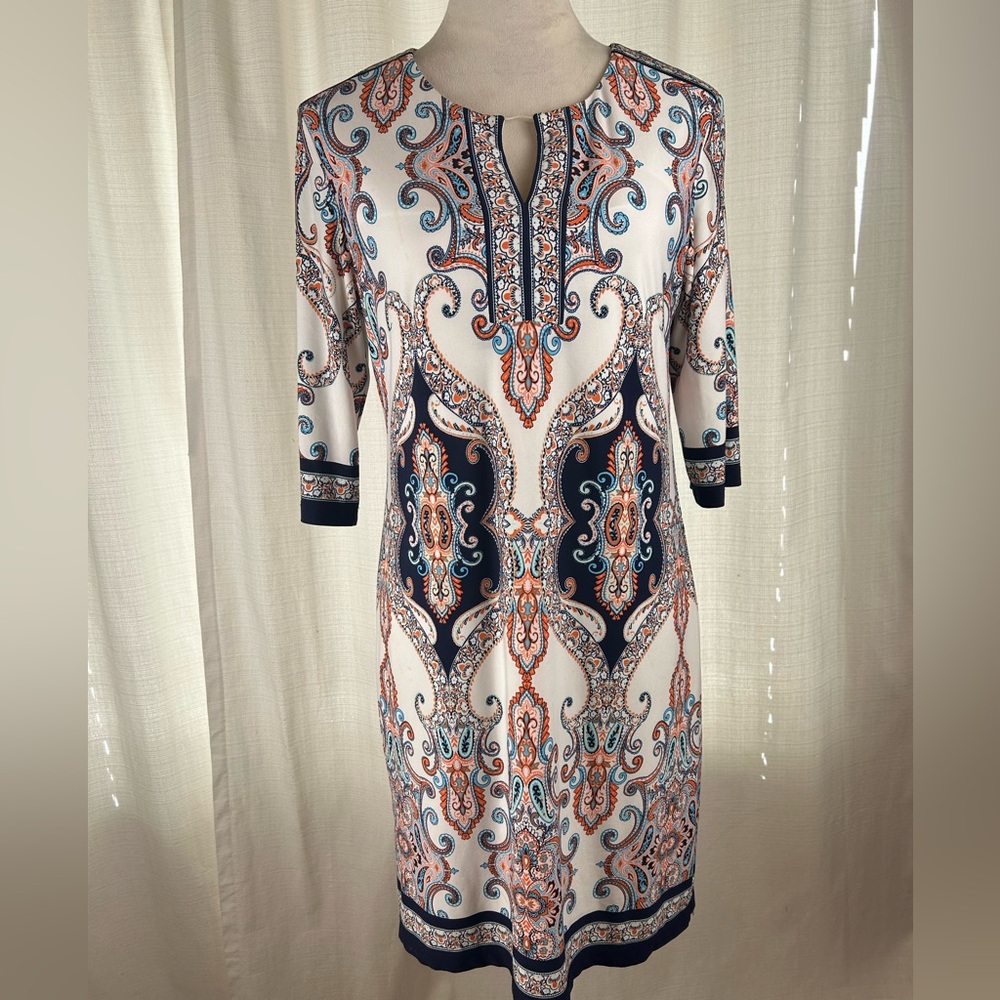 Studio One Elegant Paisley Quarter Length Sleeve Dress